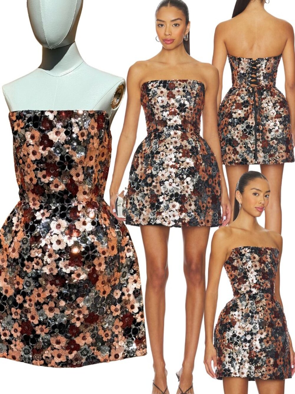 🆕 BRONX & BANCO 🧿 NWOT Maraya Floral Sequin Mini Dress, Pink Multi, Sz L US 8